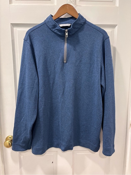 Peter Millar Other - Peter Miller Men’s 1/4 Sweater Size XL Blue Performance Golf Pullover CC Logo